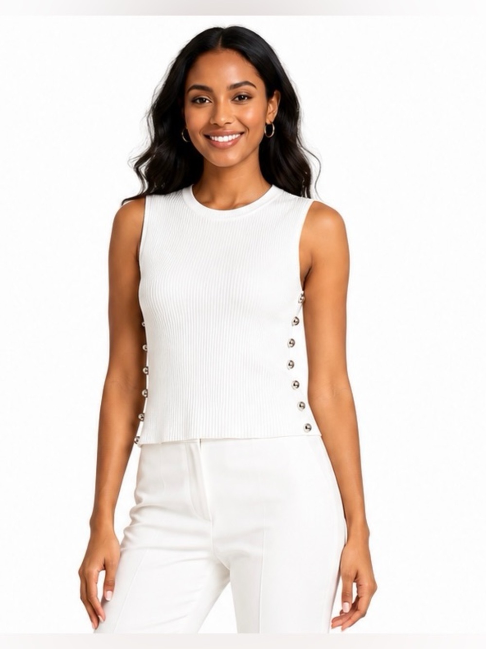NWT! Zara White Knit Sleeveless Ribbed Top S